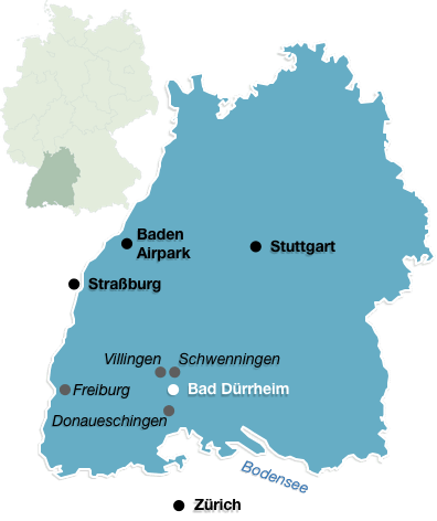 Bad DÃ¼rrheim auf der Deutschlandkarte